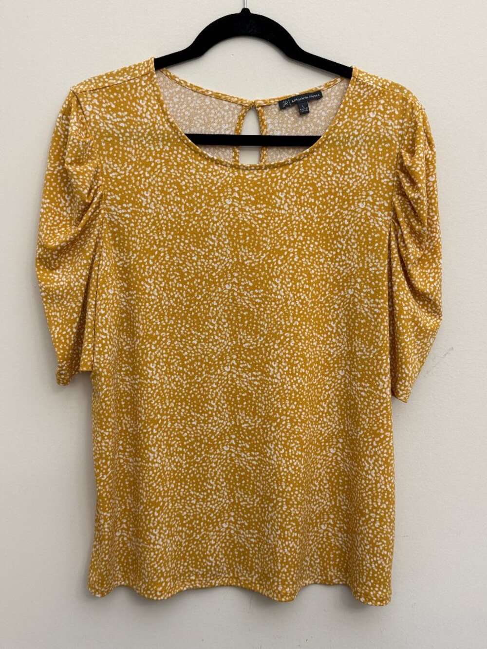 Adrianna Papell Short Sleeve Dressy Top - Mustard & White Size Large